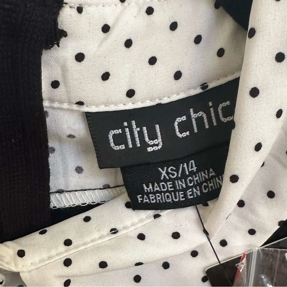 NWT! City Chic Women’s Layered Polka Dot and Black Pullover Sweater - Picture 3 of 5